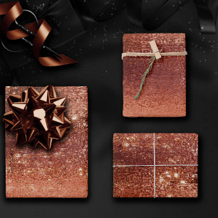 Glitzy Foil   Terracotta Dusty Orange Faux Shimmer Wrapping Paper Sheet