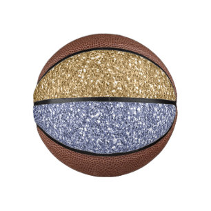 Glitzy Girly Gold Purple Glitter Mini Basketball