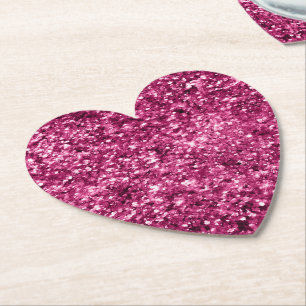 Glitzy Girly Pink Glitter Birthday Paper Coaster