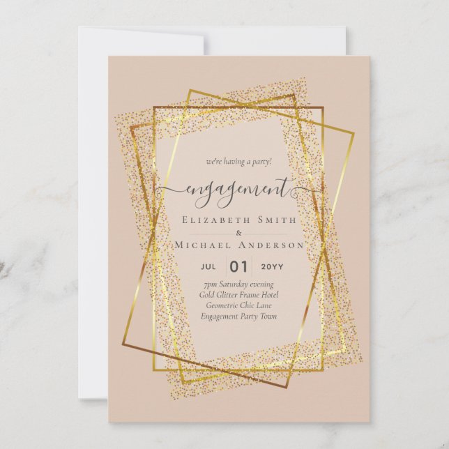 Glitzy Glam ENGAGEMENT Party Invitations BUDGET (Front)