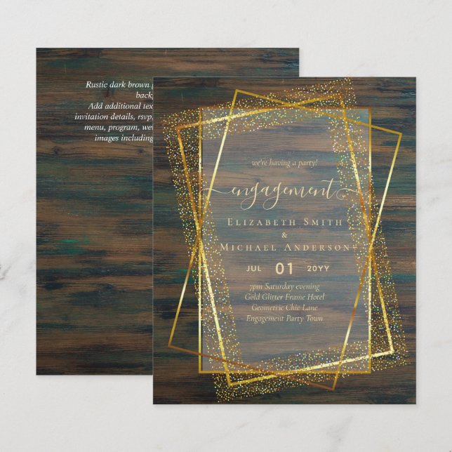 Glitzy Glam ENGAGEMENT Party Invitations BUDGET (Front/Back)