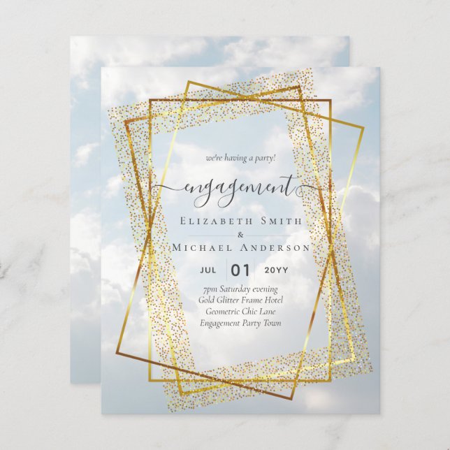 Glitzy Glam ENGAGEMENT Party Invitations BUDGET (Front/Back)