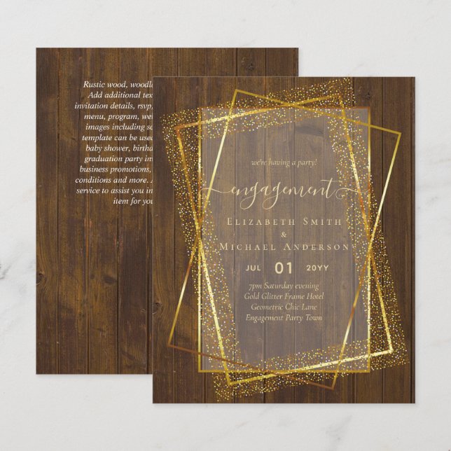 Glitzy Glam ENGAGEMENT Party Invitations BUDGET (Front/Back)