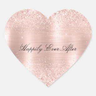 Glitzy Glam Girly Blush Pink Glitter Wedding Heart Sticker