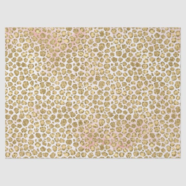 Glitzy Glam Gold Blush Glitter Leopard Print       Tissue Paper (Front)