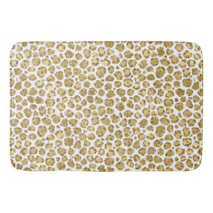 Glitzy Glam Gold Glitter Leopard Print      Bath Mat