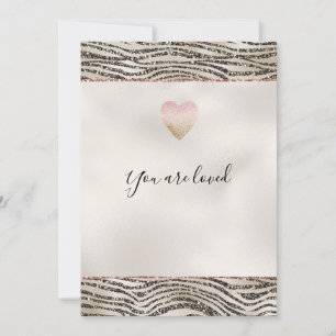 Glitzy Glam Khaki Brown Glitter Zebra Print Card
