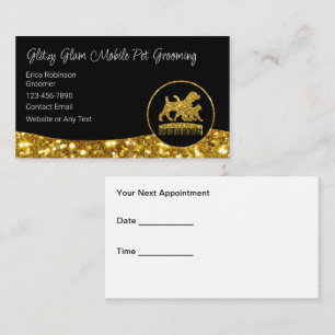 Glitzy Glam Mobile Pet Grooming Appointment Business Card