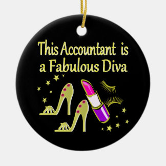 GLITZY GOLD ACCOUNTANT DESIGN CERAMIC ORNAMENT