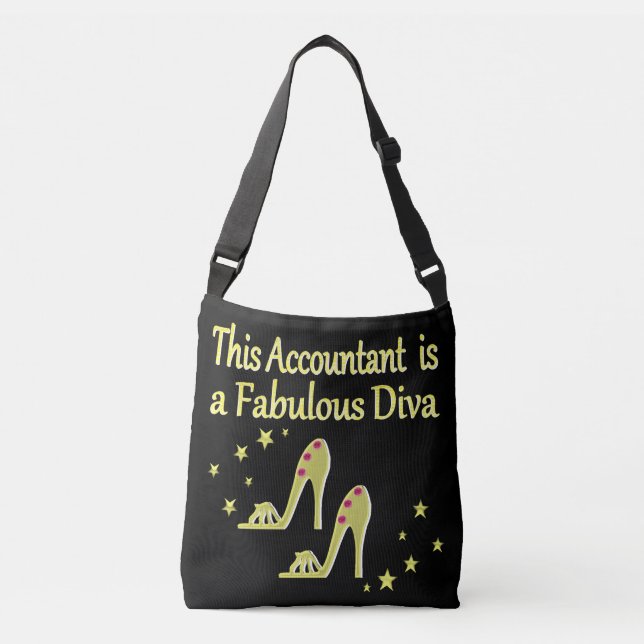 GLITZY GOLD ACCOUNTANT DIVA DESIGN CROSSBODY BAG (Front)