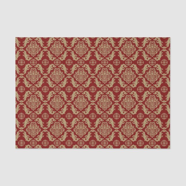 Glitzy gold and burgundy red holiday  tissue paper (Front)