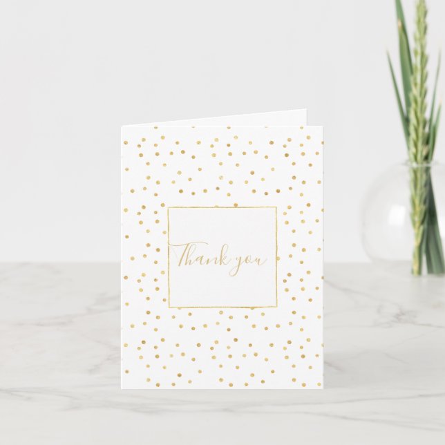 Glitzy Gold Confetti Thank You Card (Front)