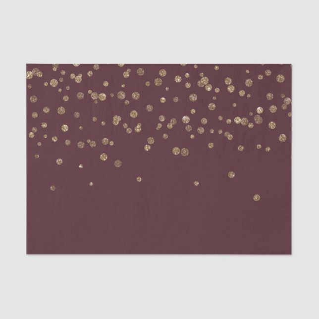 Glitzy Gold Glam Burgundy Dots Tissue Paper (Front)