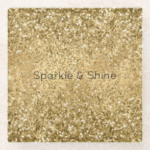 Glitzy Gold Glam Glitter Sparkle      Glass Coaster