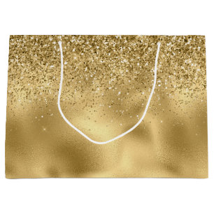 Glitzy Gold Glam Glitter Sparkle     Large Gift Bag