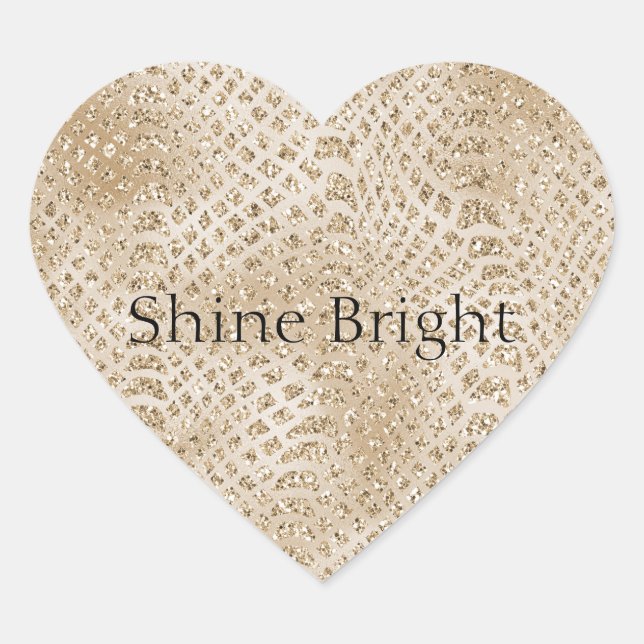 Glitzy Gold Glam Snake Skin Heart Sticker (Front)