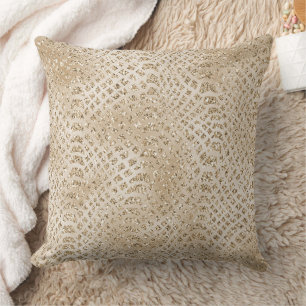 Glitzy Gold Glam Snake Skin Throw Pillow