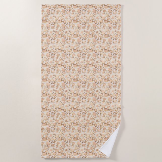 Glitzy Gold Pink Blush Leopard Print Beach Towel (Front)