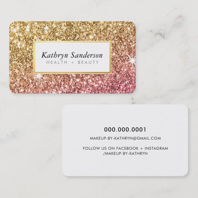 GLitzy gold pink glitter luxe glamour lashes Business Card (Front/Back)