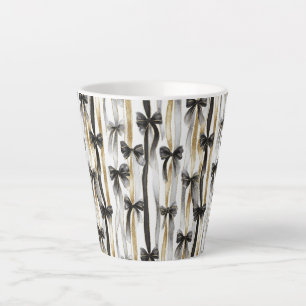 Glitzy Gold Silver Black Ribbons Bows Latte Mug