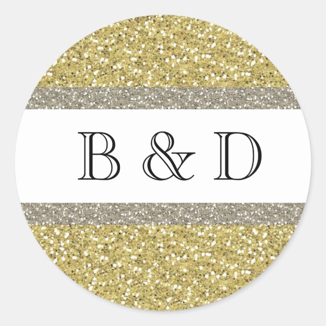 Glitzy Gold Silver Personalized Seal (Front)