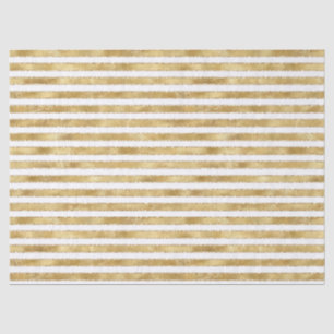 Glitzy Gold White Glam Glitter Sparkle Stripes     Tissue Paper