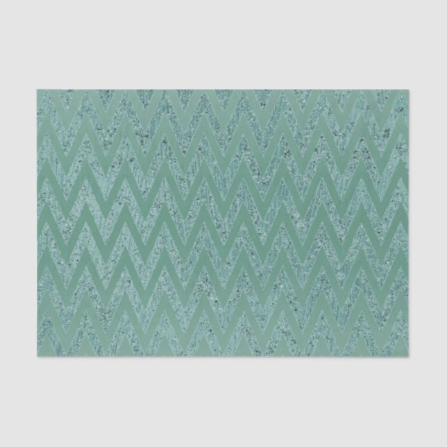 Glitzy Green Chevron Stripes Christmas Tissue Paper (Front)