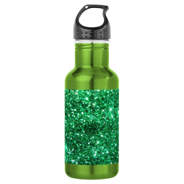 Glitzy Green Glitter 532 Ml Water Bottle (Front)