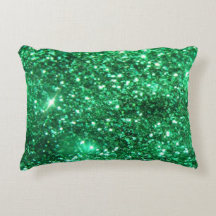 Glitzy Green Glitter Accent Pillow