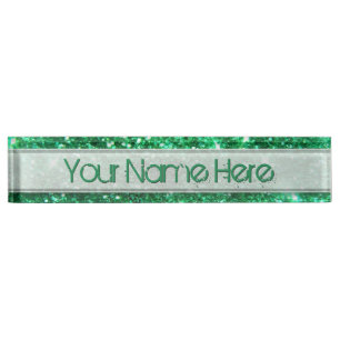 Glitzy Green Glitter Nameplate