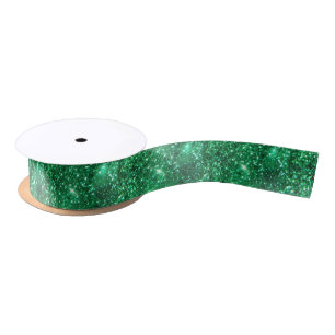 Glitzy Green Glitter Satin Ribbon