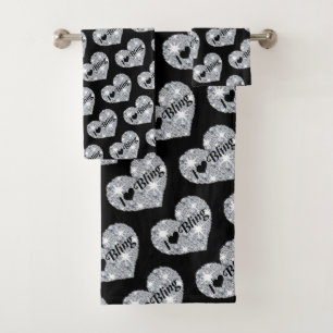 Glitzy I love Bling texte sur coeur diamant argent