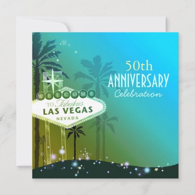 Glitzy Las Vegas 50th Wedding Anniversary Invitation (Front)
