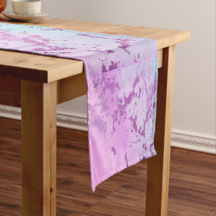 Glitzy Marble   Girly Glam Pink Blue Purple Ombre Short Table Runner