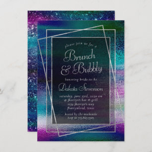 Glitzy Minimalism   Holographic Champagne Brunch Invitation