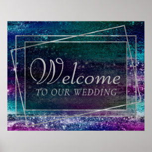 Glitzy Minimalism Holographic Iridescent Welcome Poster