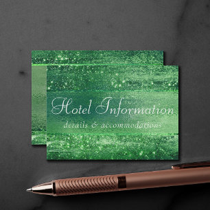 Glitzy Minimalism Neo Mint Green Hotel Info Enclosure Card