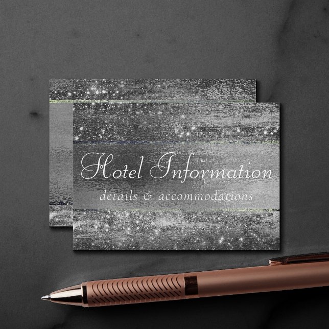 Glitzy Minimalism | Silver Shine Hotel Information Enclosure Card (Creator Uploaded)