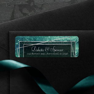 Glitzy Minimalist   Iridescent Green Foil Address