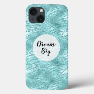 Glitzy Mint Zebra Print iPhone 13 Case