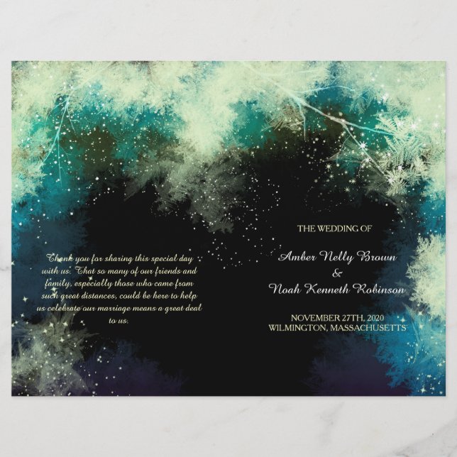 Glitzy Mystic Forest Indie Wedding BiFold Programs (Front)