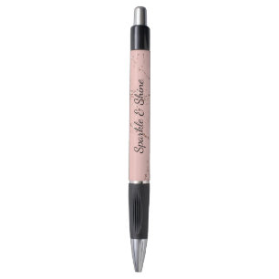 Glitzy Pink Blush Rose Gold Glitter Sparkle Pen