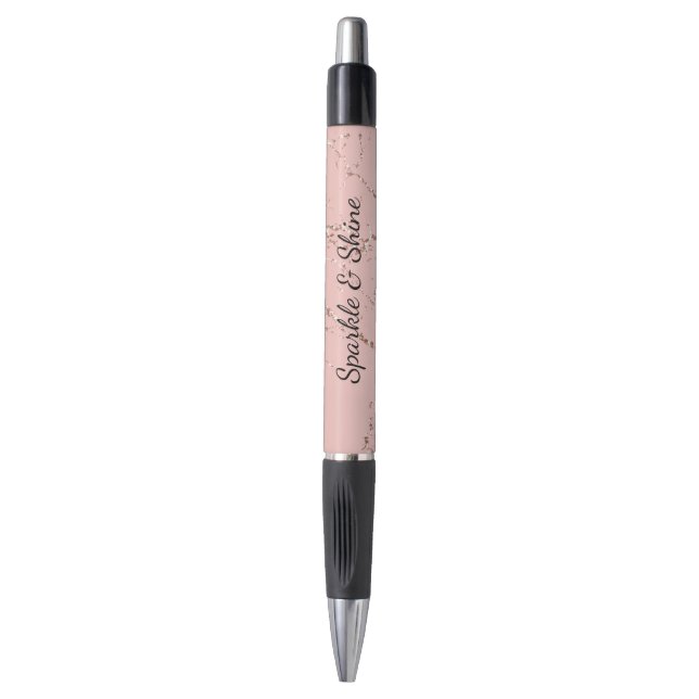 Glitzy Pink Blush Rose Gold Glitter Sparkle Pen (Front Vertical)