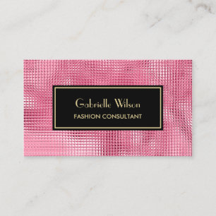 Glitzy Pink FAUX Sequin Pattern Fashion Consultant Business Card