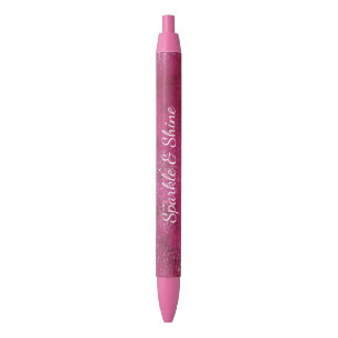 Glitzy Pink Glitter Sparkle Black Ink Pen