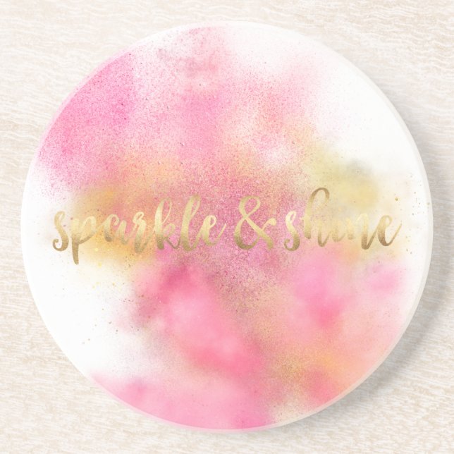 Glitzy Pink Gold Sparkle and Shine Coaster (Front)