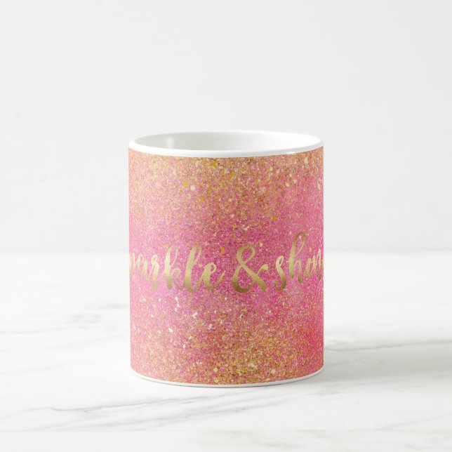 Glitzy Pink Gold Sparkle and Shine Coffee Mug (Center)