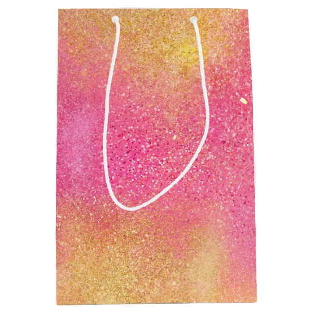 Glitzy Pink Gold Sparkle and Shine Medium Gift Bag (Front)