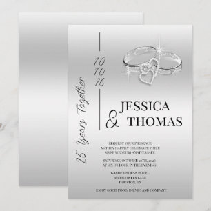Glitzy Posh 25th Silver Wedding Anniversary Invitation