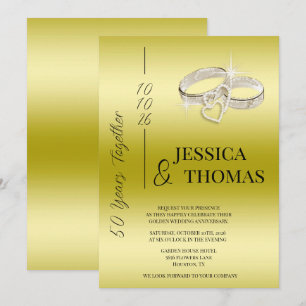 Glitzy Posh 50th Golden Wedding Anniversary Invitation